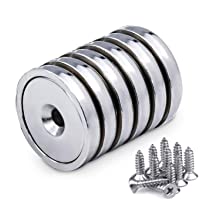 Imanes de Tierra Potentes 6 PCS- 32MMX6MM- Imanes Neodimio Fuertes con 12 Tornillos agujero de cabeza avellanada…